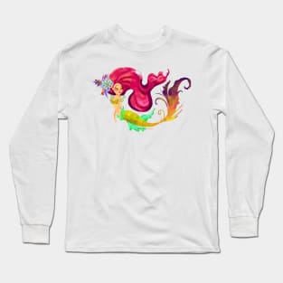 Mermaid Ultra pink hair Long Sleeve T-Shirt